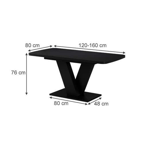Vicco tavolo da pranzo allungabile Nero 120 x 80 cm estensibile