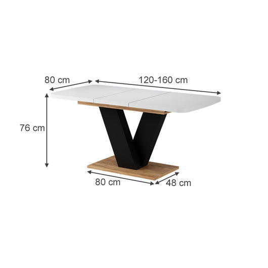 Vicco tavolo da pranzo allungabile Rovere bianco/dorato 120 x 80 cm estensibile