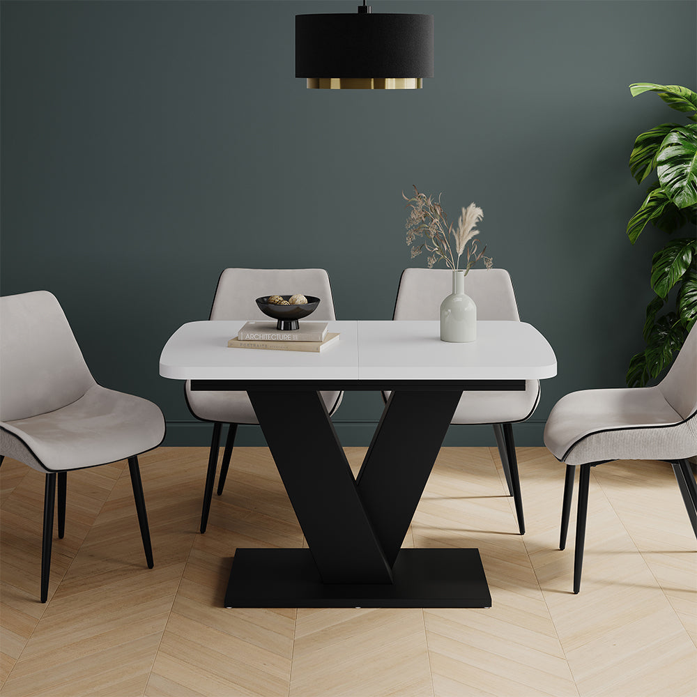 Vicco tavolo da pranzo allungabile Bianco/nero 120 x 80 cm estensibile