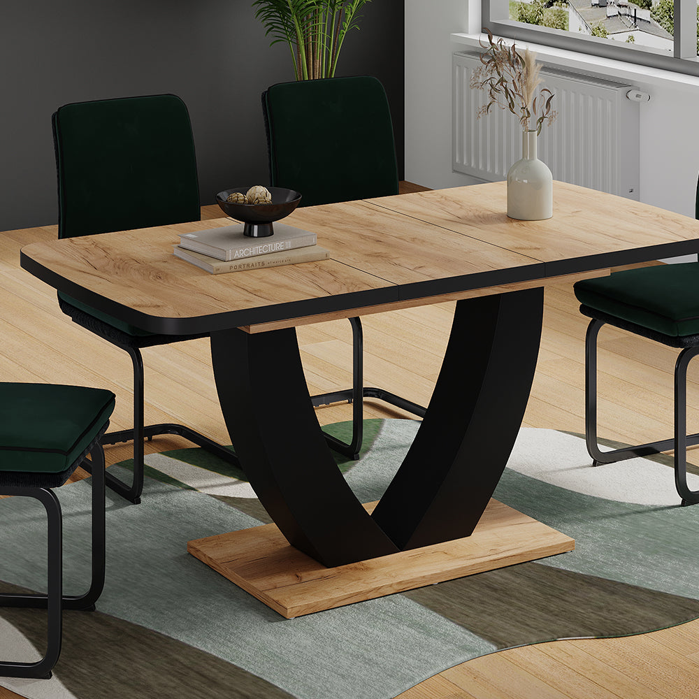 Vicco tavolo da pranzo allungabile Nero/quercia 120 x 80 cm Estensibile