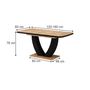 Vicco tavolo da pranzo allungabile Nero/quercia 120 x 80 cm Estensibile