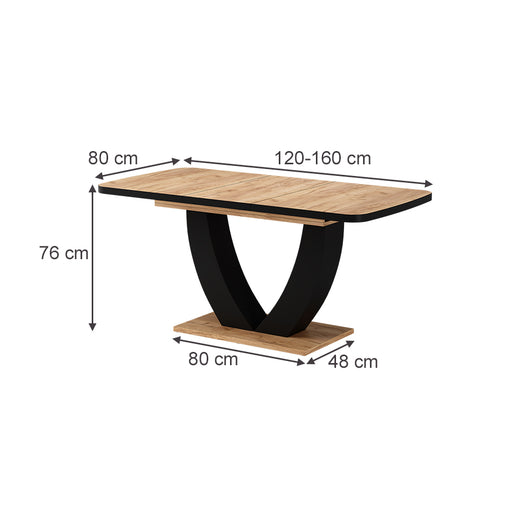 Vicco tavolo da pranzo allungabile Nero/quercia 120 x 80 cm Estensibile