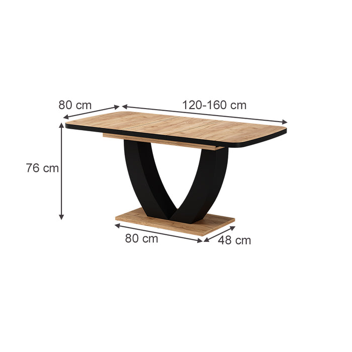 Vicco tavolo da pranzo allungabile Nero/quercia 120 x 80 cm Estensibile