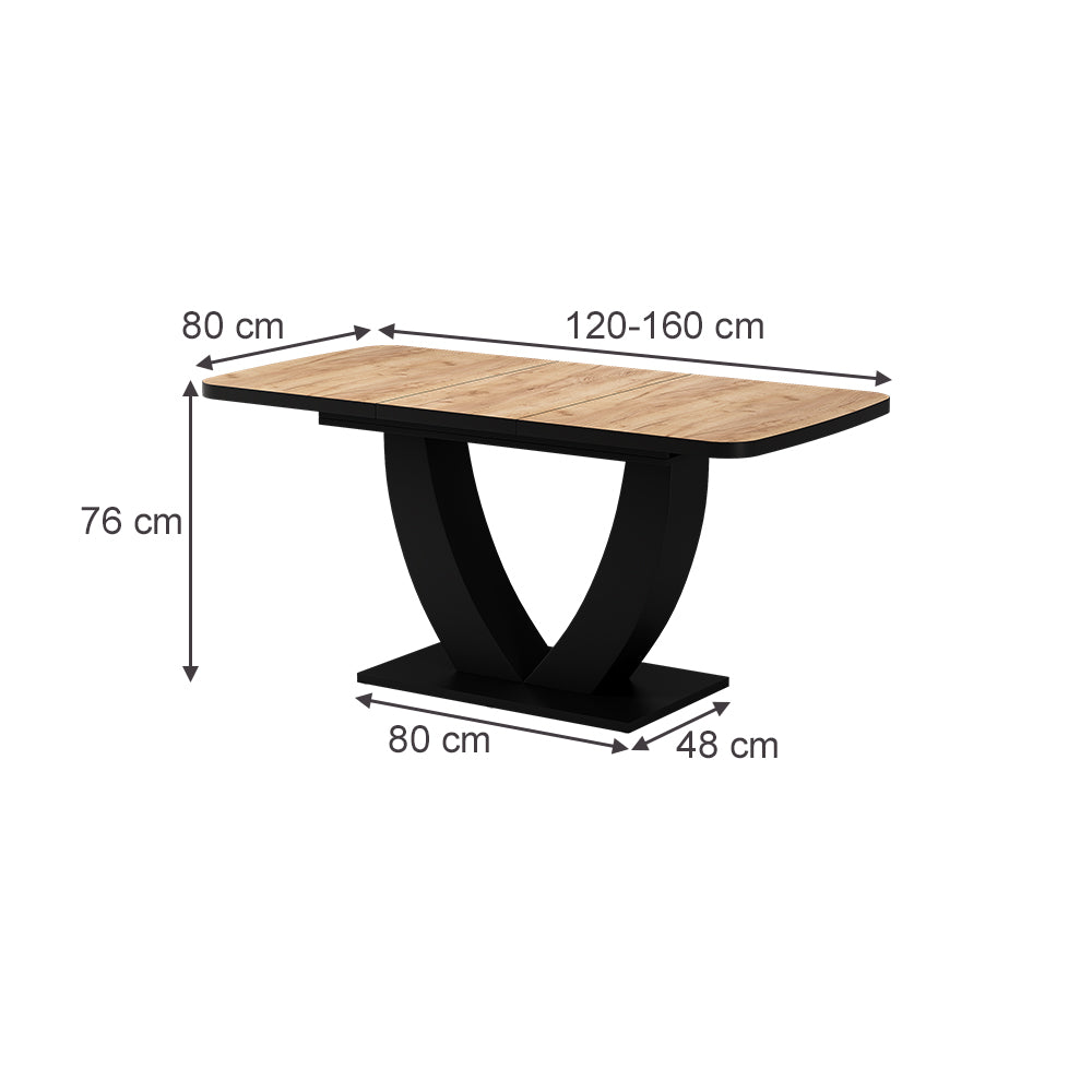 Vicco tavolo da pranzo allungabile Rovere Goldkraft/nero 120 x 80 cm Estensibile