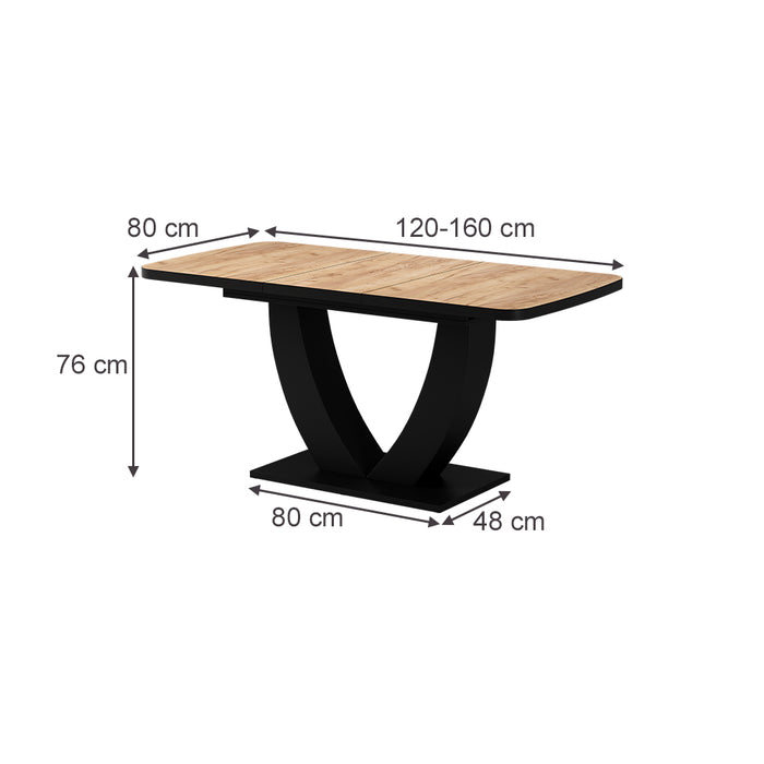 Vicco tavolo da pranzo allungabile Rovere Goldkraft/nero 120 x 80 cm Estensibile