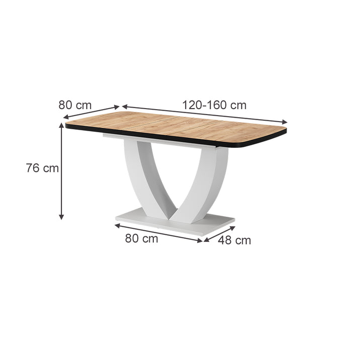 Vicco tavolo da pranzo allungabile Quercia dorata/bianco 120 x 80 cm Estensibile