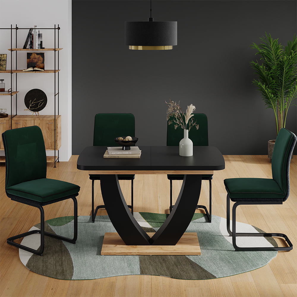 Vicco tavolo da pranzo allungabile Rovere nero/oro 120 x 80 cm Estensibile