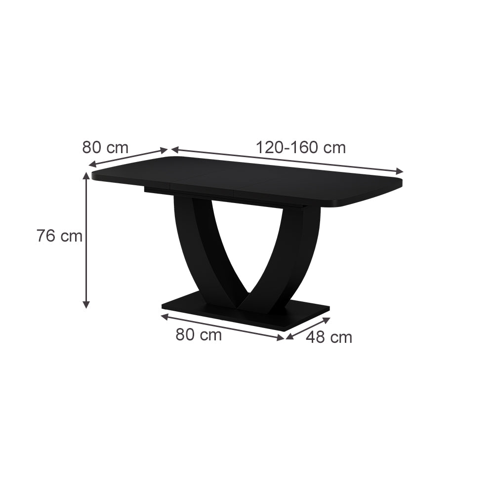 Vicco tavolo da pranzo allungabile Nero 120 x 80 cm Estensibile
