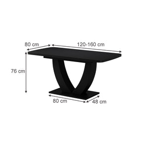 Vicco tavolo da pranzo allungabile Nero 120 x 80 cm Estensibile