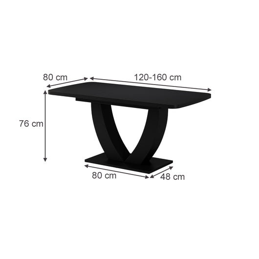 Vicco tavolo da pranzo allungabile Nero 120 x 80 cm Estensibile