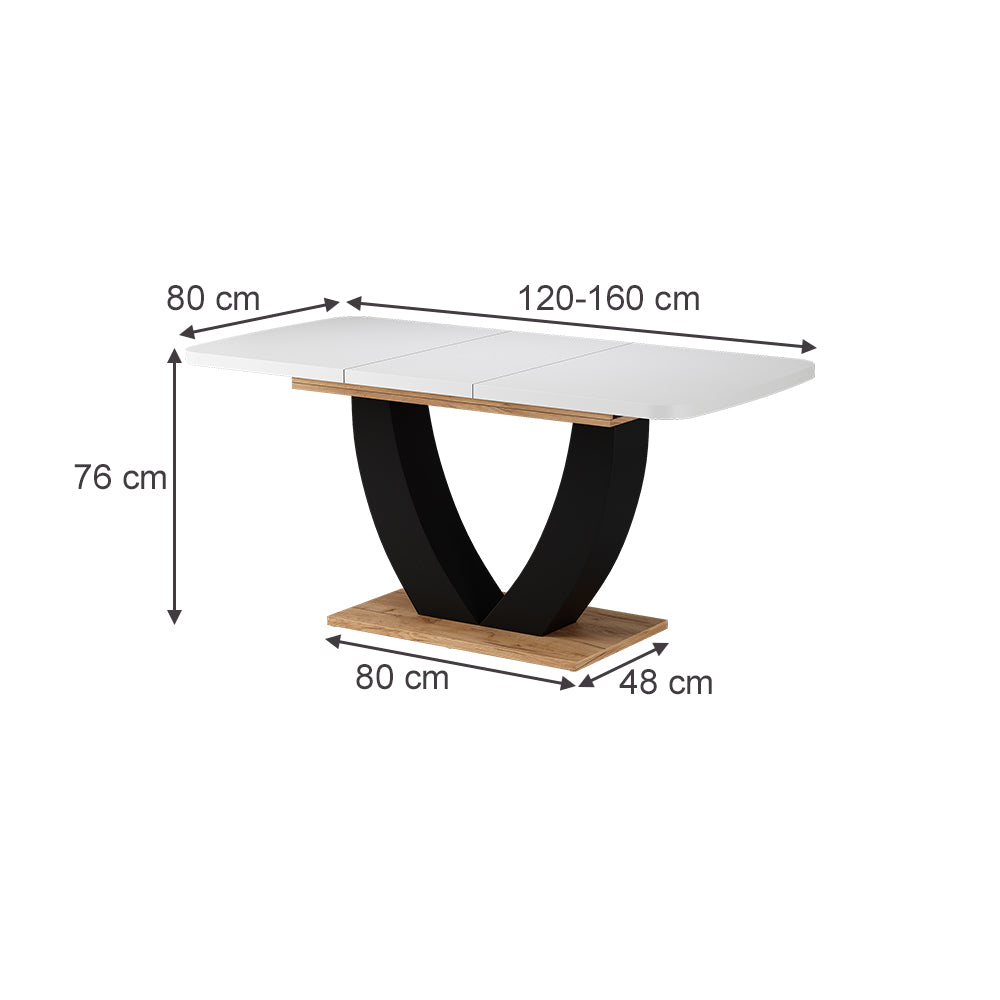 Vicco tavolo da pranzo allungabile Rovere bianco/dorato 120 x 80 cm Estensibile
