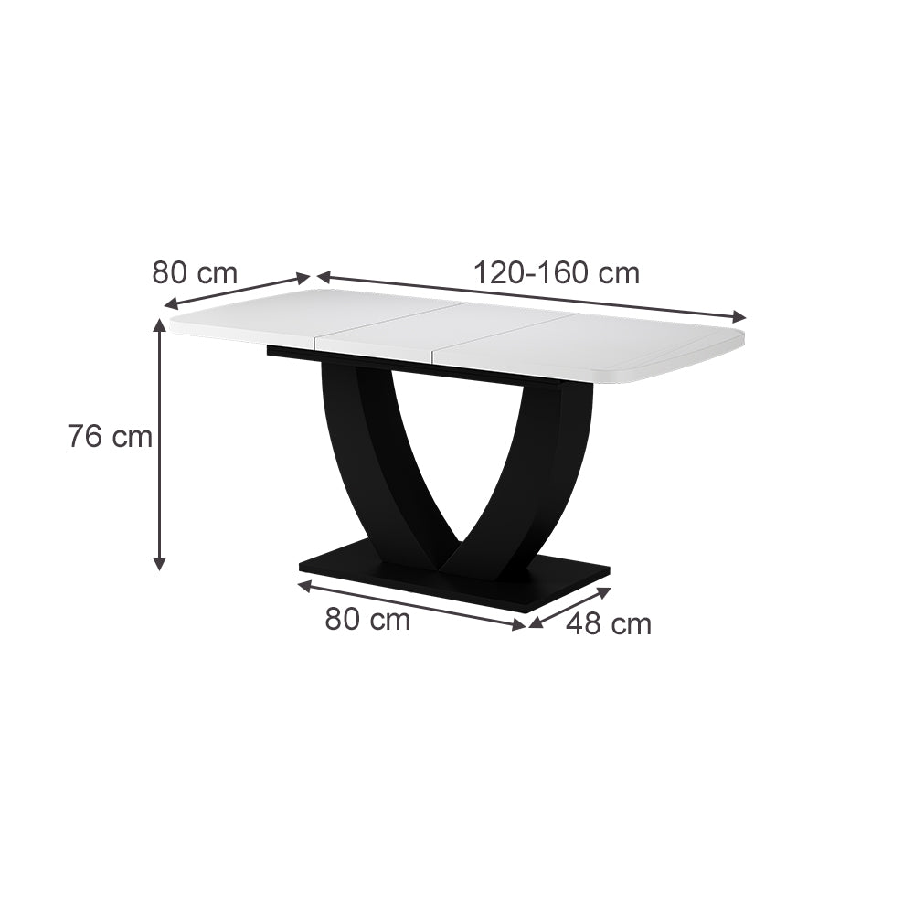 Vicco tavolo da pranzo allungabile Bianco/nero 120 x 80 cm Estensibile