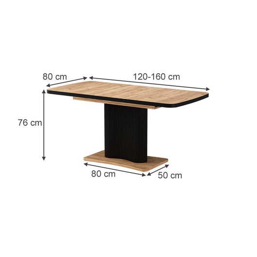 Vicco tavolo da pranzo allungabile Rovere nero/oro 120 x 80 cm Estensibile
