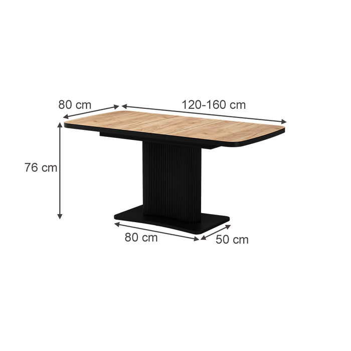 Vicco tavolo da pranzo allungabile Rovere Goldkraft/nero 120 x 80 cm estensibile
