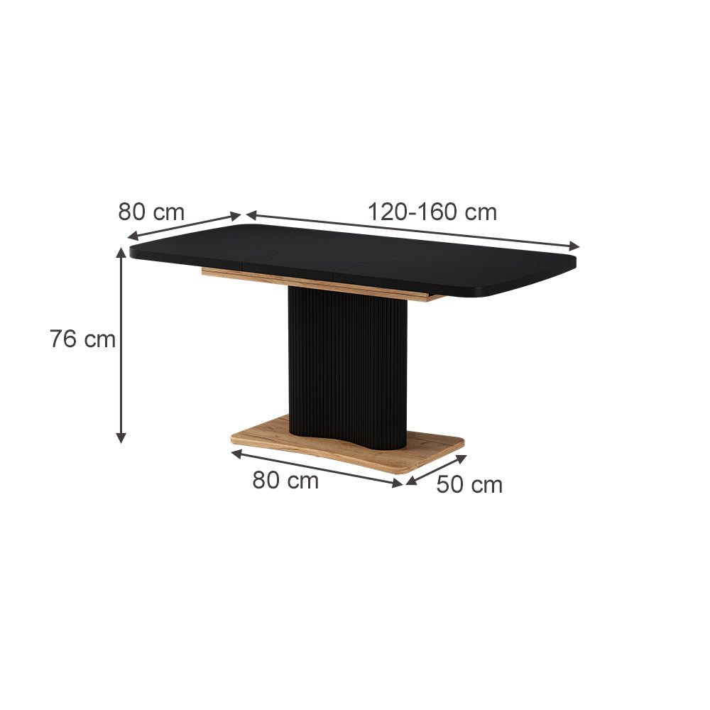 Vicco tavolo da pranzo allungabile Nero/quercia 120 x 80 cm estensibile