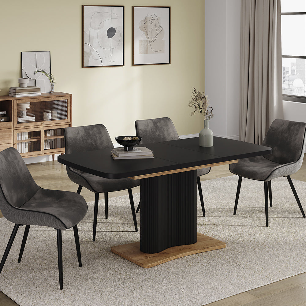 Vicco tavolo da pranzo allungabile Nero/quercia 120 x 80 cm estensibile