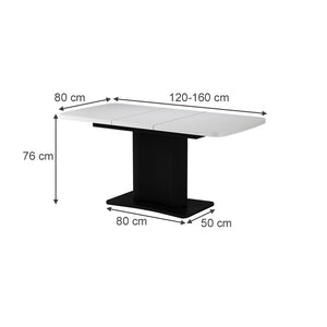 Vicco tavolo da pranzo allungabile Bianco/nero 120 x 80 cm Estensibile