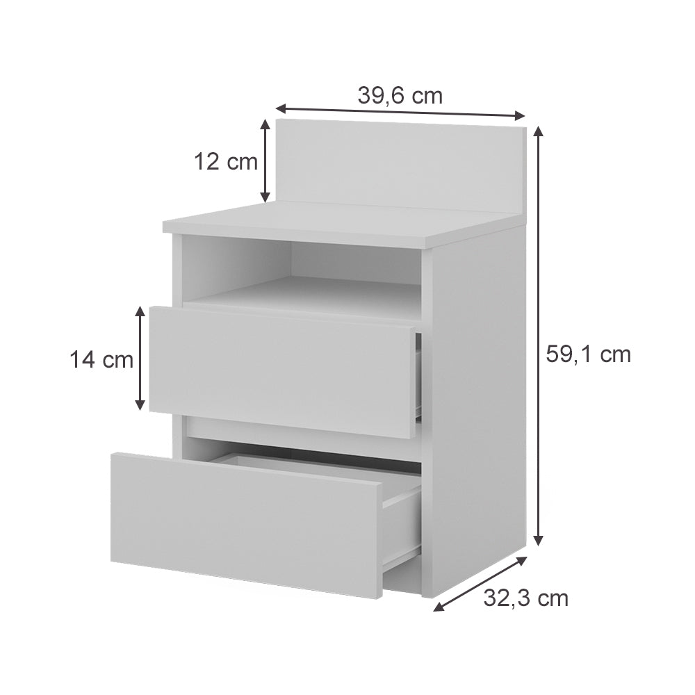 Vicco Comodino camera da letto Bianco 32.3 x 59.1 cm Set di 2