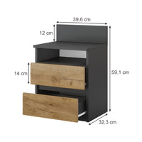 Vicco Comodino camera da letto Antracite 32.3 x 59.1 cm