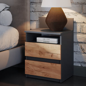 Vicco Comodino camera da letto Antracite/quercia dorata Set di 2