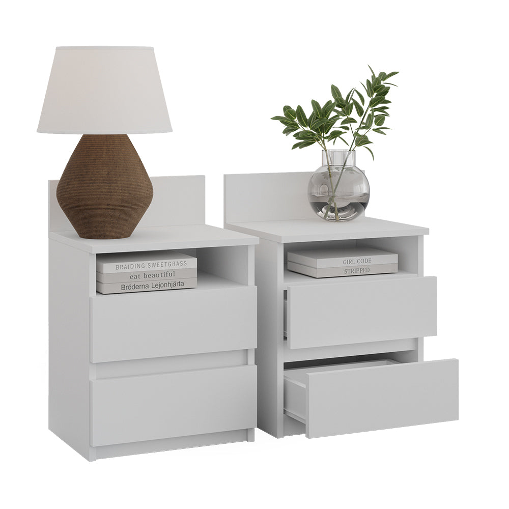 Vicco Comodino camera da letto Bianco 32.3 x 59.1 cm Set di 2