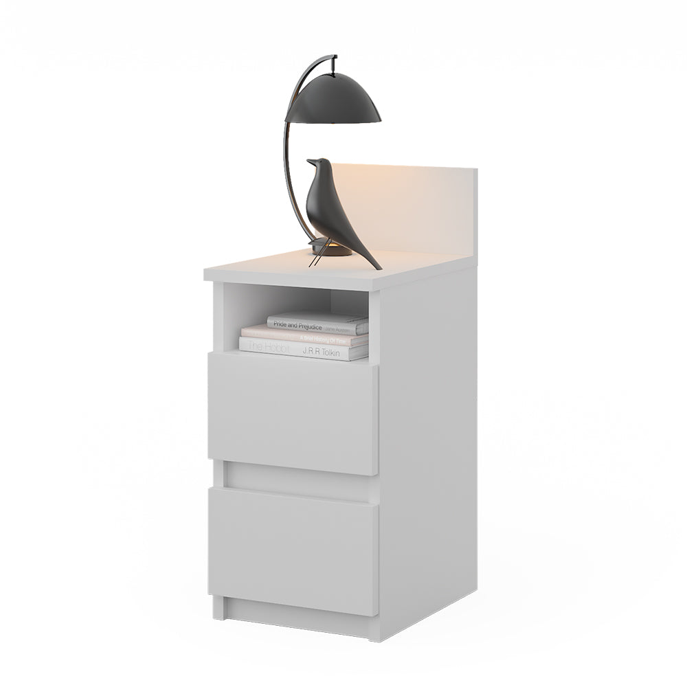 Vicco Comodino Bianco 25 x 59.1 cm con 2 cassetti