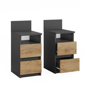 Vicco Comodino Antracite/quercia dorata 25 x 59.1 cm Set di 2