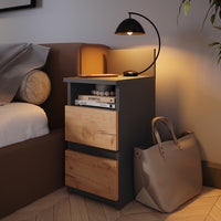 Vicco Comodino Antracite/quercia dorata 25 x 59.1 cm Set di 2