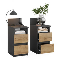 Vicco Comodino Antracite/quercia dorata 25 x 59.1 cm Set di 2