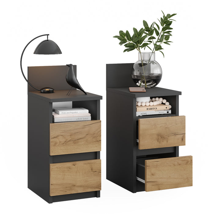 Vicco Comodino Antracite/quercia dorata 25 x 59.1 cm Set di 2