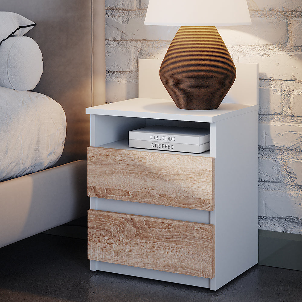 Vicco Comodino camera da letto Bianco/Sonoma 32.3 x 59.1 cm Set di 2