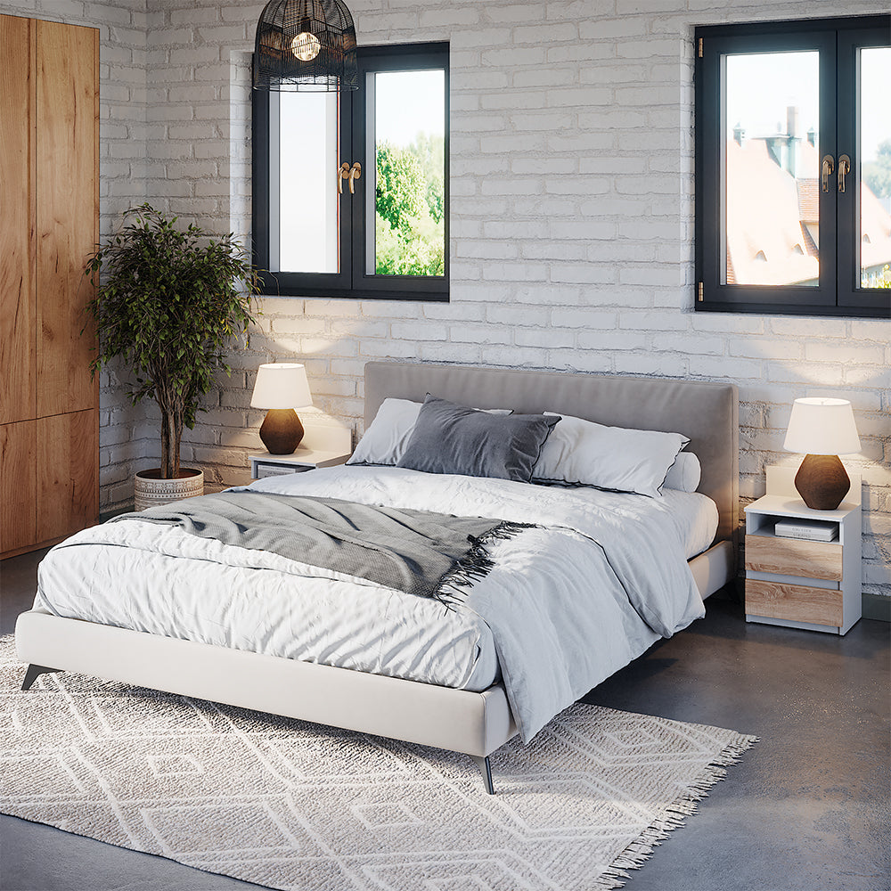 Vicco Comodino camera da letto Bianco/Sonoma 32.3 x 59.1 cm Set di 2