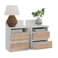Vicco Comodino camera da letto Bianco/Sonoma 32.3 x 59.1 cm Set di 2