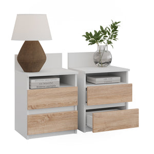 Vicco Comodino camera da letto Bianco/Sonoma 32.3 x 59.1 cm Set di 2