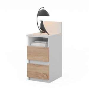 Vicco Comodino camera da letto Bianco/Sonoma 25 x 59.1 cm con 2 cassetti