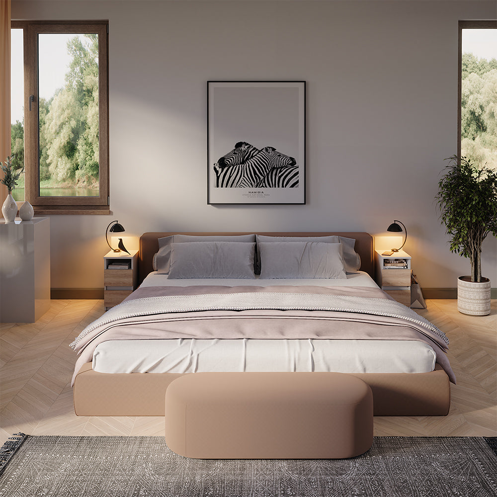 Vicco Comodino camera da letto Bianco/Sonoma 25 x 59.1 cm con 2 cassetti