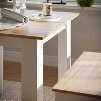 Vicco Set di tavoli da pranzo Rovere bianco/dorato 80 x 80 cm con 2 panche