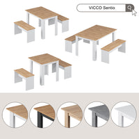 Vicco Set di tavoli da pranzo Rovere bianco/dorato 80 x 80 cm con 2 panche
