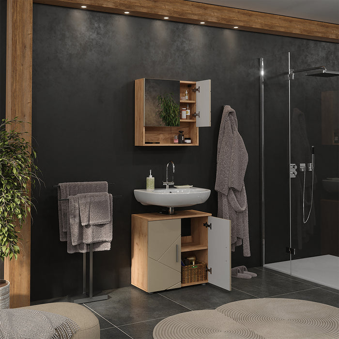 Vicco Set di mobili da bagno Quercia dorata 2 parti