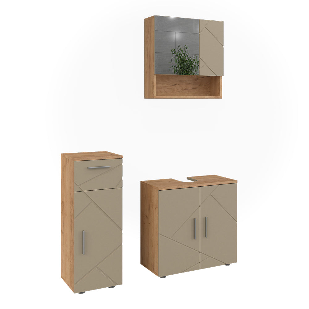 Vicco Set di mobili da bagno 3 pezzi Quercia dorata 3 parti