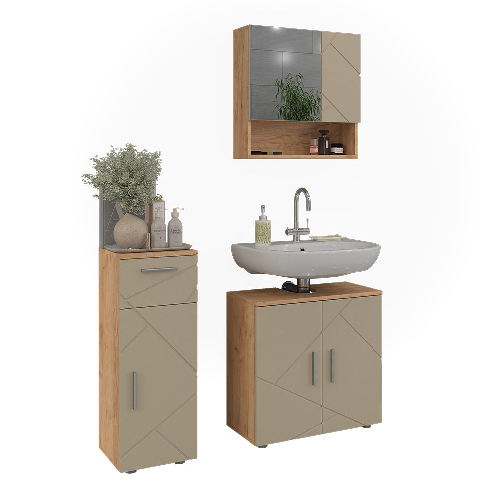 Vicco Set di mobili da bagno 3 pezzi Quercia dorata 3 parti