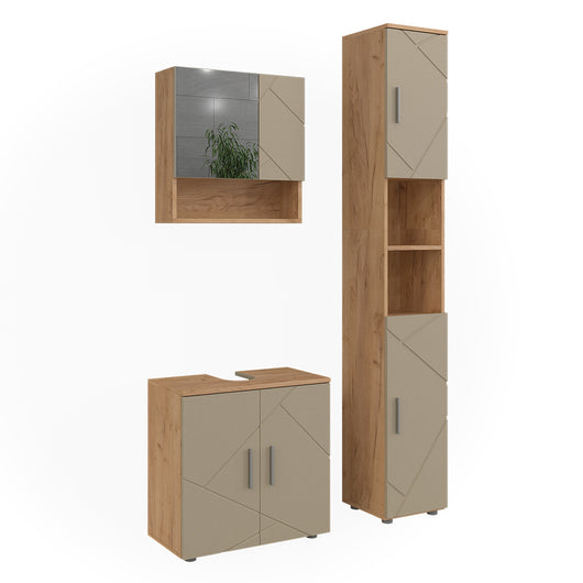 Vicco Set di mobili da bagno 3 pezzi Quercia dorata 3 parti