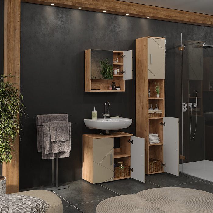 Vicco Set di mobili da bagno 3 pezzi Quercia dorata 3 parti