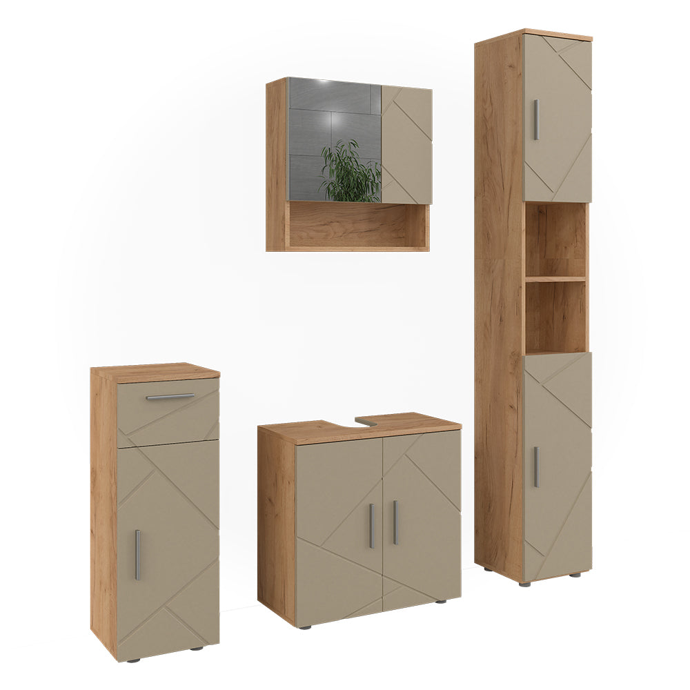 Vicco Set di mobili da bagno Quercia dorata 4 parti