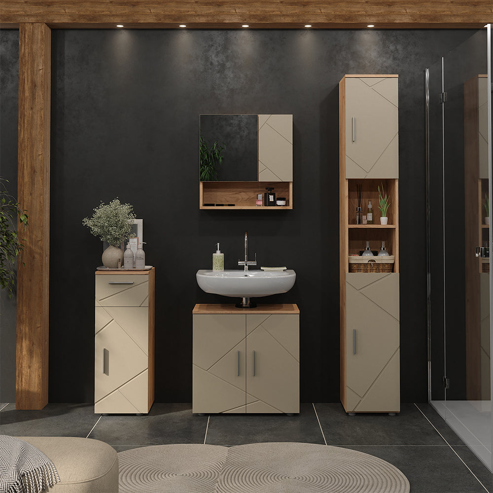 Vicco Set di mobili da bagno Quercia dorata 4 parti