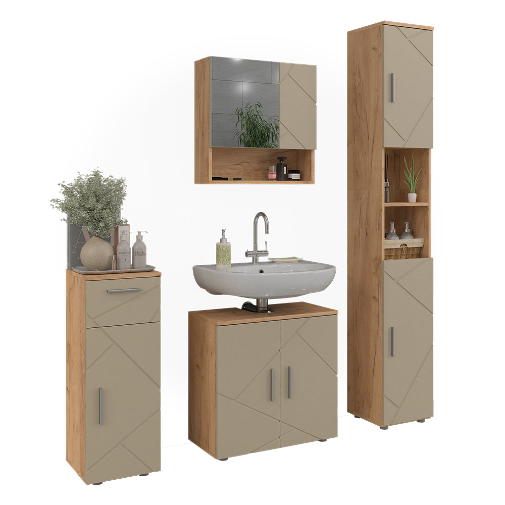 Vicco Set di mobili da bagno Quercia dorata 4 parti