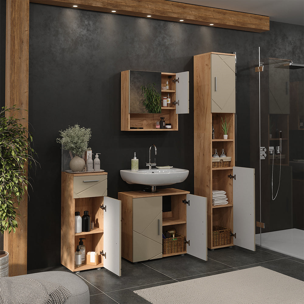 Vicco Set di mobili da bagno Quercia dorata 4 parti