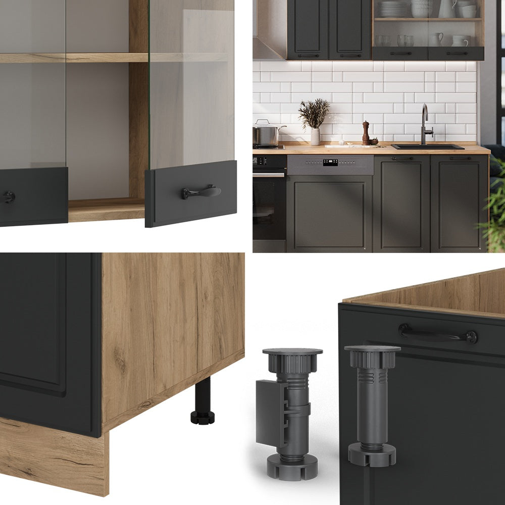 Vicco Cucina componibile Antracite casa di campagna/rovere dorato 300 cm , PL Rovere