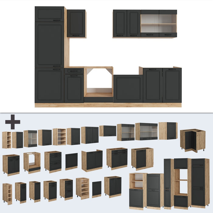 Vicco Cucina componibile Antracite casa di campagna/rovere dorato 300 cm , PL Rovere