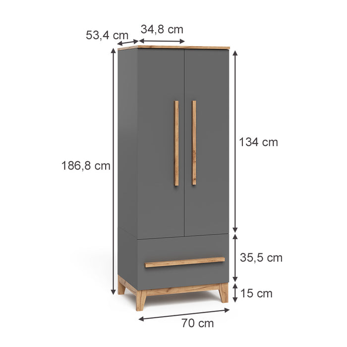 Vitalispa Armadio per bambini Grigio/Artisan 70 x 186.8 cm